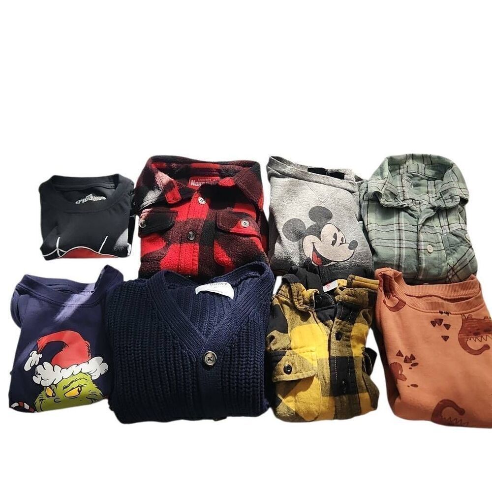 Boys Size 4 Lot of 8 Fall Bundle Sweater Flannels Long Sleeve Shirts